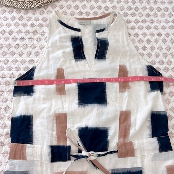 Anthropologie The Odells Yarn-Dyed Henley Shirt Dress Ikat Print Navy Small - Picture 13 of 17